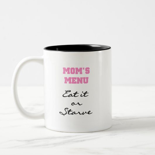 Mom's Menu T-shirts en geschenken Tweekleurige Koffiemok (Links)