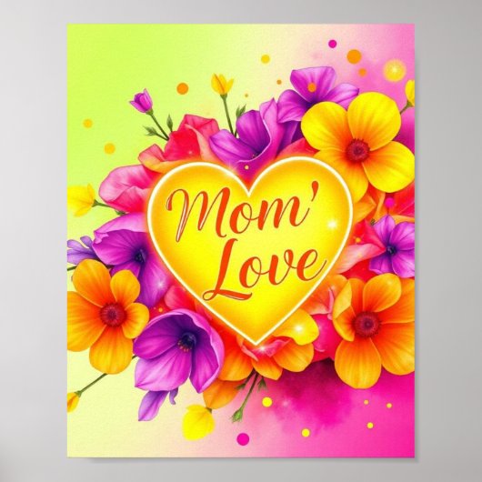 Mom's Neon Love Burst Poster (Voorkant)