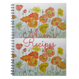 Mom's Recipes Poppy Floral Waterverf Notitieboek