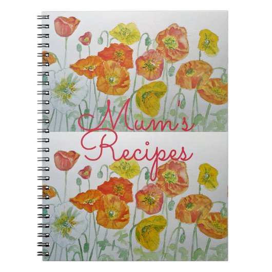 Mom's Recipes Poppy Floral Waterverf Notitieboek (Voorkant)