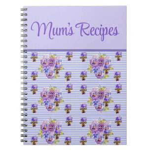 Mom's Recipes Viola Paarse Lila Floral Flower Notitieboek