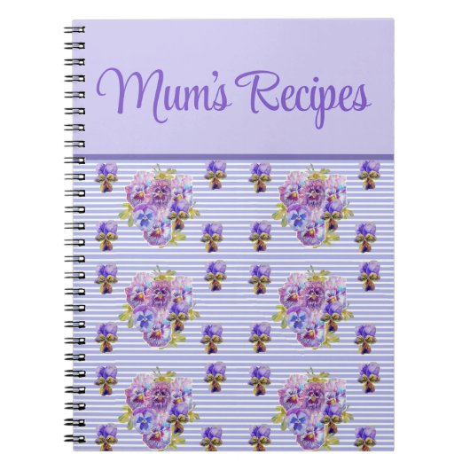 Mom's Recipes Viola Paarse Lila Floral Flower Notitieboek (Voorkant)