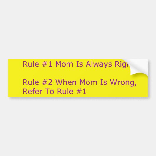 Moms Rules Bumpersticker (Voorkant)