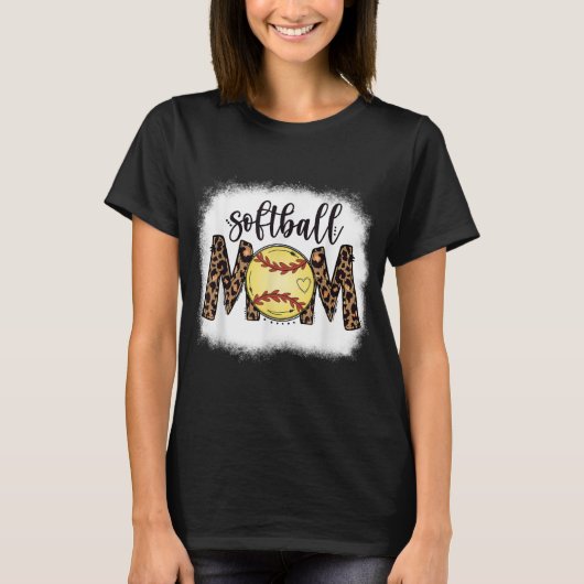Moms Softball Leopard Bleaching Women's Softball M T-shirt (Voorkant)