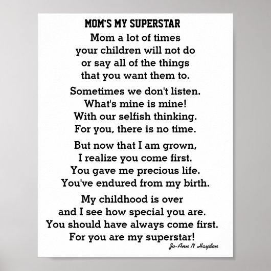MOM'S SUPERSTAR POSTER (Voorkant)