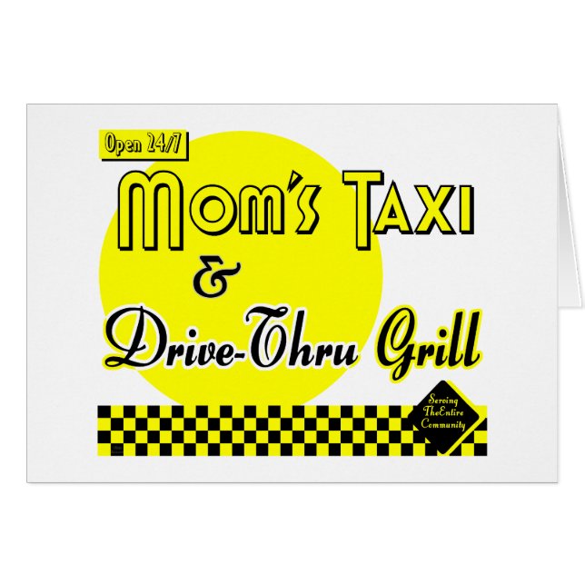 Moms Taxi & Drive-Thru Retro Art Kaart (Voorkant Horizontaal)