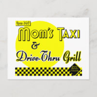 Moms Taxi en drive-Thru Grill leeg Briefkaart