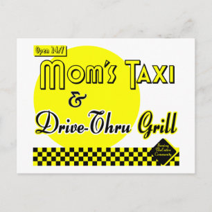 Moms Taxi en drive-Thru Grill leeg Briefkaart