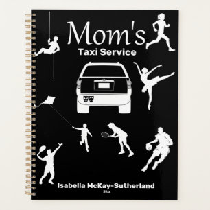 "Mom's Taxi Service" Black & White Jaarlijkse Plan Planner