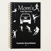 "Mom's Taxi Service" Zwart-wit Jaarlijks Planner (Voorkant)