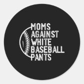 Moms Tegen Witte Honkbal Broek Honkbal Mama Mot Ronde Sticker (Voorkant)