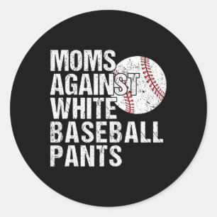 Moms tegen witte honkbal pants Funny Baseball Ronde Sticker