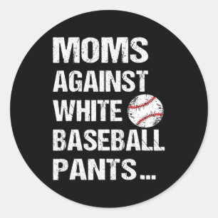 Moms tegen witte honkbalzuigers ronde sticker