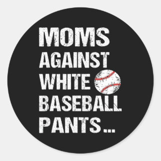 Moms tegen witte honkbalzuigers ronde sticker