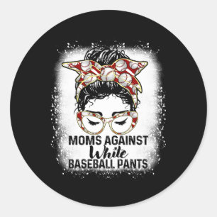 Moms tegen witte honkbalzuigers ronde sticker