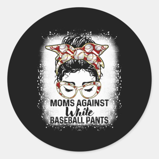 Moms tegen witte honkbalzuigers ronde sticker (Voorkant)