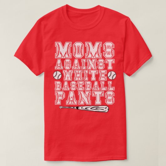 Moms tegen witte honkbalzuigers t-shirt (Design voorkant)
