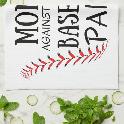 Moms Tegen witte honkbalzuigers Theedoek (Gevouwen)