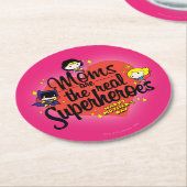 Moms zijn de echte superhelden ronde kartonnen onderzetter (Gebogen)