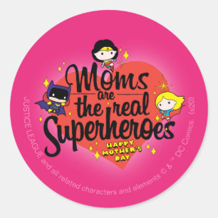 Moms zijn de echte superhelden ronde sticker