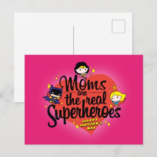 Moms zijn de echte superhelden uitnodiging briefkaart (Voorkant / Achterkant)