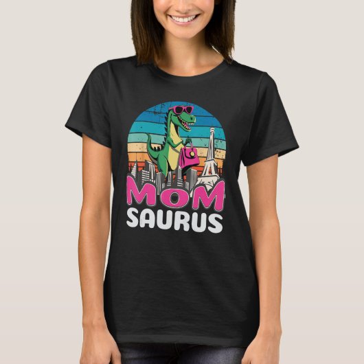 Momsaurus T Rex Dinosaur mam Saurus T-shirt (Voorkant)