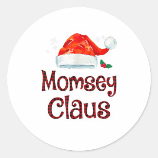 Momsey Claus T-shirt Kerstmis Pajama Ronde Sticker