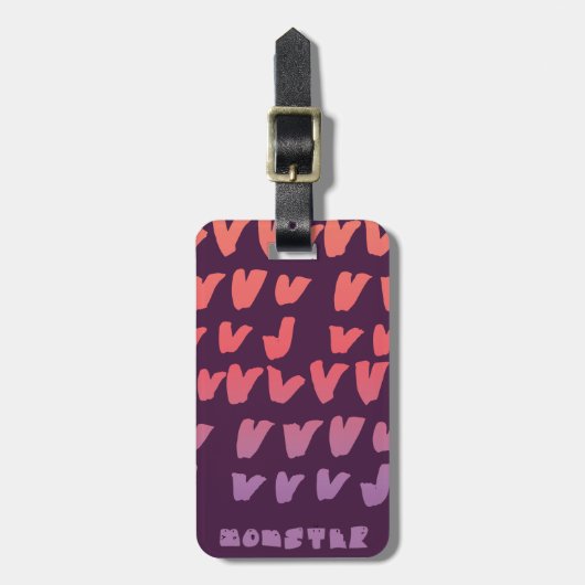 momster- en handgetekende patronen bagagelabel (Voorkant verticaal)