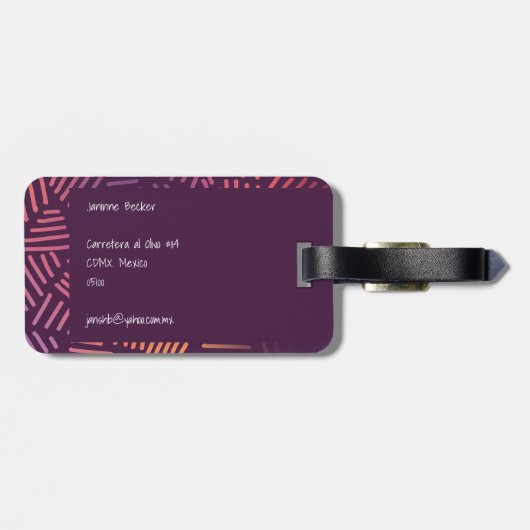 momster- en handgetekende patronen bagagelabel (Achterkant horizontaal)