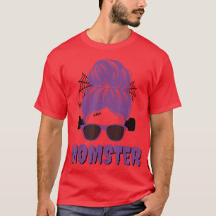 Momster Frankenstein Messy Bun Funny Ma Halloween T-shirt