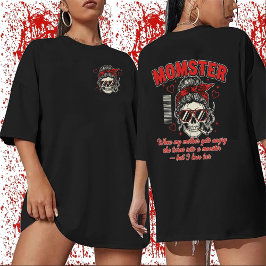 MOMSTER Grappige Moeder Schedel T-Shirt,Boze Moede Tri-Blend Shirt