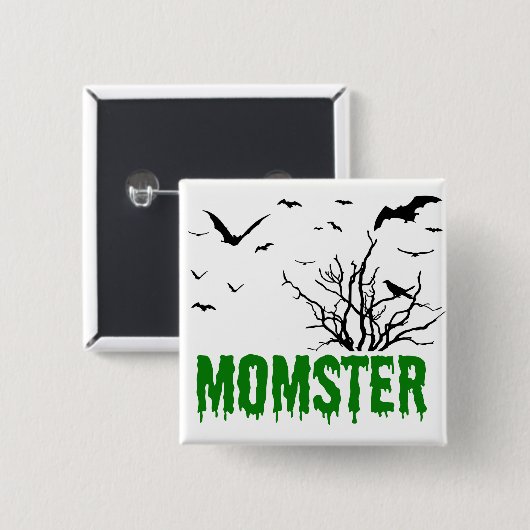 Momster Green Driving Font Flying Bats Button (Voorkant /achterkant)