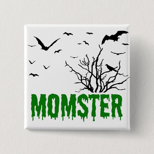Momster Green Driving Font Flying Bats Button (Voorkant)