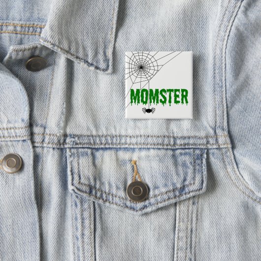 Momster Green Driving Font Spider Web Vierkante Button 5,1 Cm (In situ)