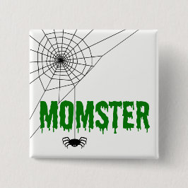 Momster Green Driving Font Spider Web Vierkante Button 5,1 Cm