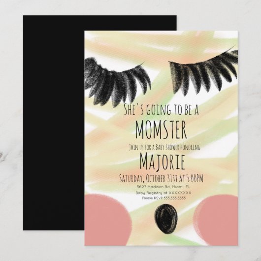 Momster Halloween Mummy Baby shower Invitation Kaart (Voorkant / Achterkant)