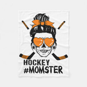 Momster Hockey Moeder Wanordelijke Bun Schedel Voo Fleece Deken