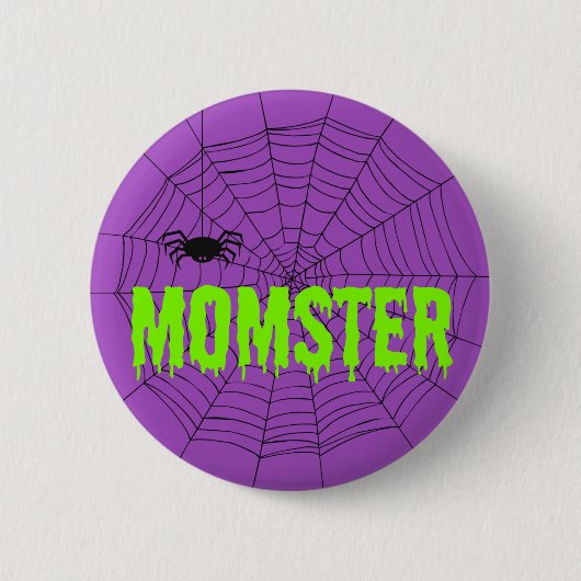Momster Lime Green Driving Font Spider Web Button (Voorkant)