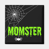Momster Lime Green Driving Font Spider Web Magneet (Voorkant)