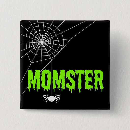 Momster Lime Green Driving Font Spider Web Vierkante Button 5,1 Cm (Voorkant)