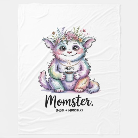 Momster. (Mom + Monster) Fleece Deken (Voorkant)