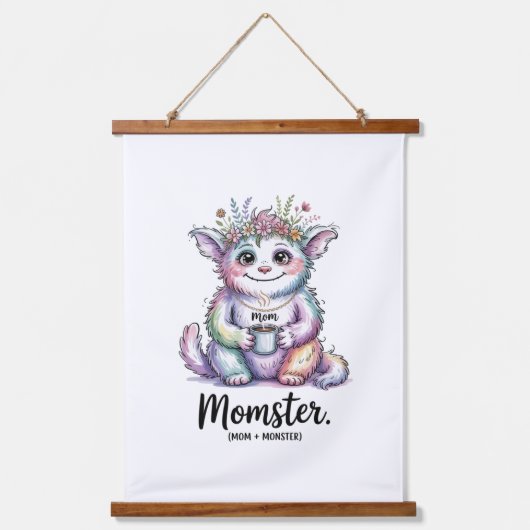 Momster. (Mom + Monster) Hangend Wandkleed (Voorkant)