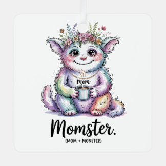 Momster. (Mom + Monster) Metalen Ornament