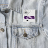 Momster Paars Drijvende fontspinnenweb Vierkante Button 5,1 Cm (In situ)