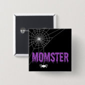Momster Paars Drijvende fontspinnenweb Vierkante Button 5,1 Cm (Voorkant /achterkant)