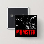 Momster Red Driving Font Flying Bats Button (Voorkant /achterkant)