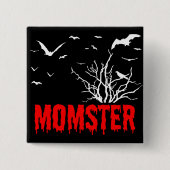 Momster Red Driving Font Flying Bats Button (Voorkant)