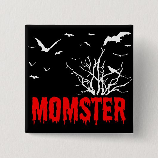 Momster Red Driving Font Flying Bats Button (Voorkant)