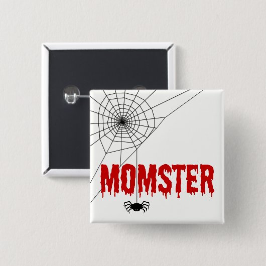 Momster Red Driving Font Spider Web Vierkante Button 5,1 Cm (Voorkant /achterkant)