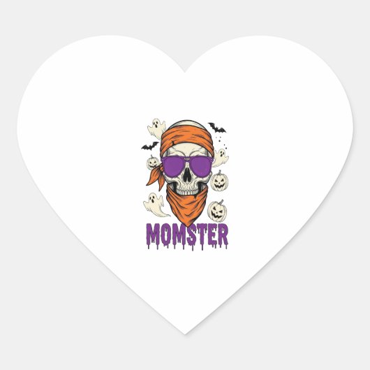 Momster schedel Grappig Halloween Mam Hart Sticker (Voorkant)